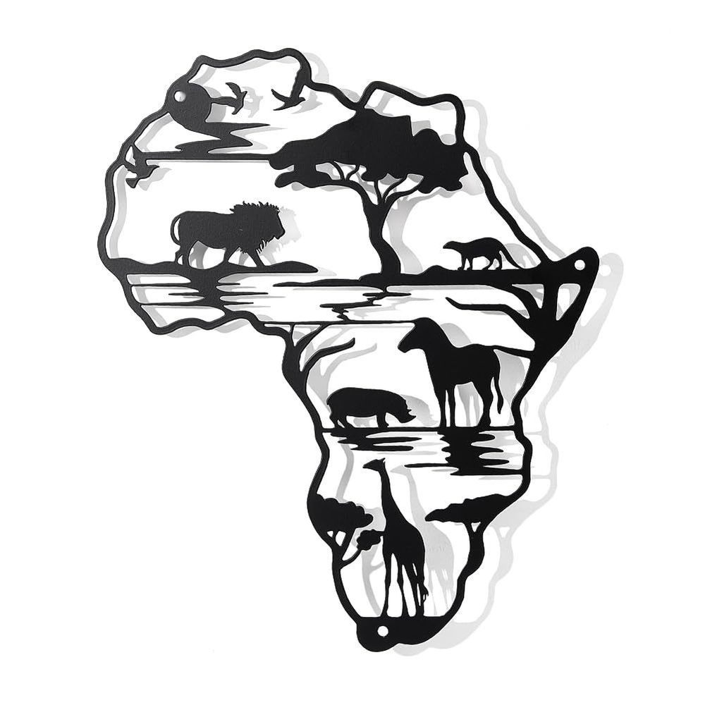 Africa Map Metal Wall Decor, Hollow Black Map Wall Hanging 11.8x9.7 Inch😝